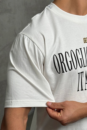 Белая оверсайз футболка Dolce&Gabbana logo-plaque   