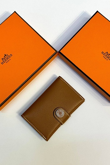 Кожаный кардхолдер Hermes Premium 10x6.5 см   