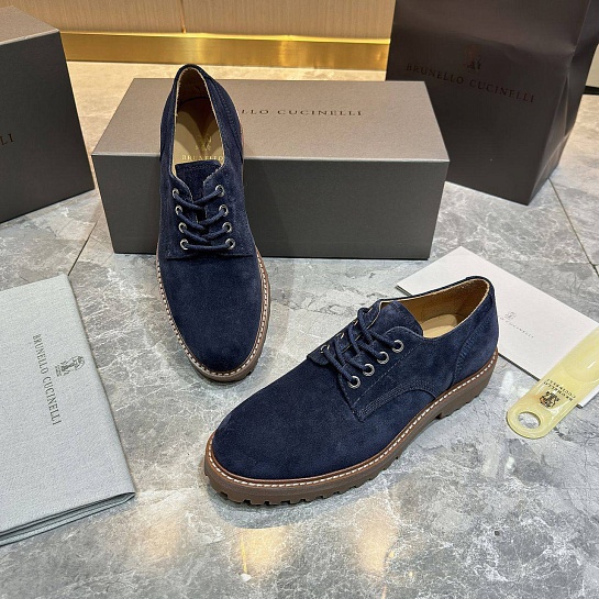 Замшевые ботинки Brunello Cucinelli синего цвета