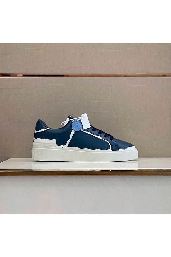 Синие кожаные кроссовки Balmain