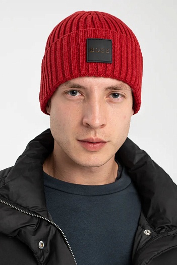 Шапка Hugo Boss Flavio logo-patch - Red   