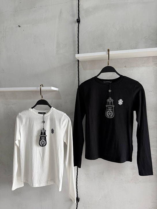 Женский белый лонгслив Chrome Hearts premium