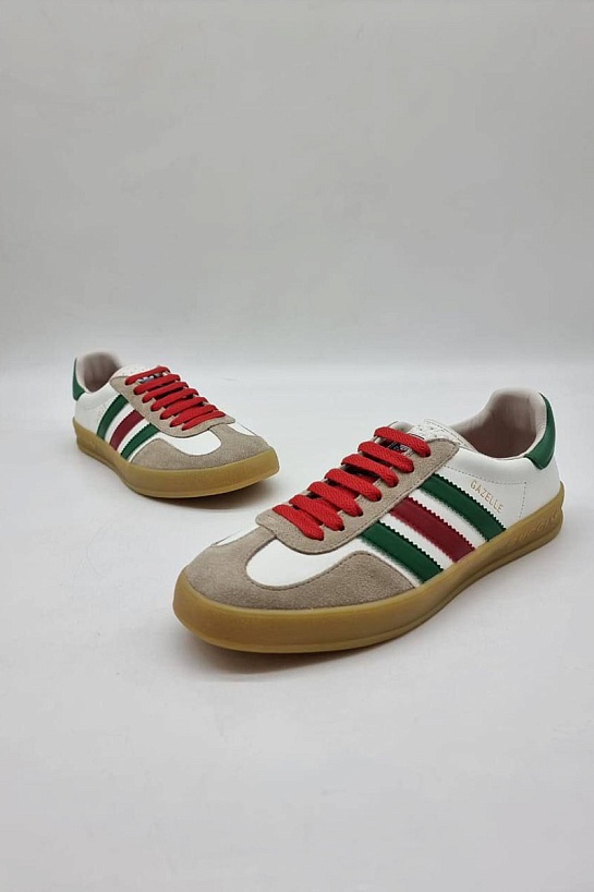 Женские кроссовки Gucci x Adidas Gazelle Collaboration - White