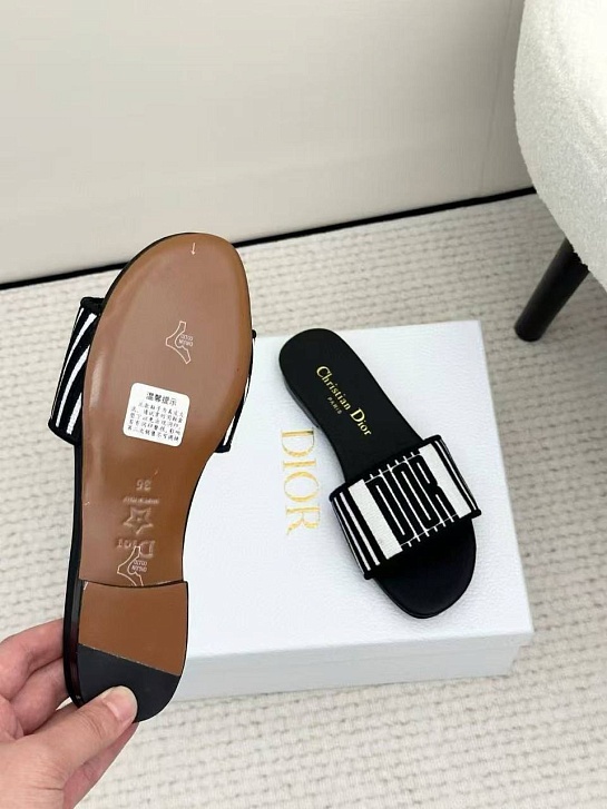 Женские чёрные шлёпанцы Dior Premium