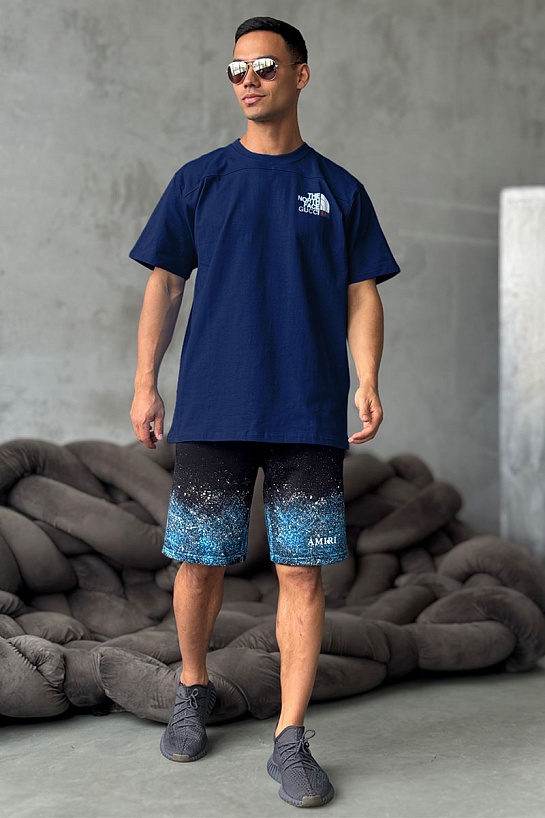 Оверсайз футболка Gucci x The North Face Collaboration landscape print - Navy