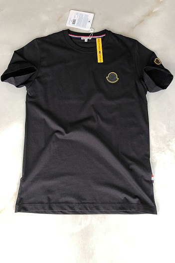 Мужская чёрная футболка Moncler rubber logo   