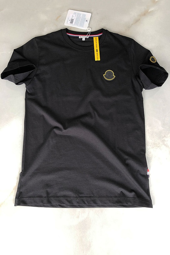 Мужская чёрная футболка Moncler rubber logo