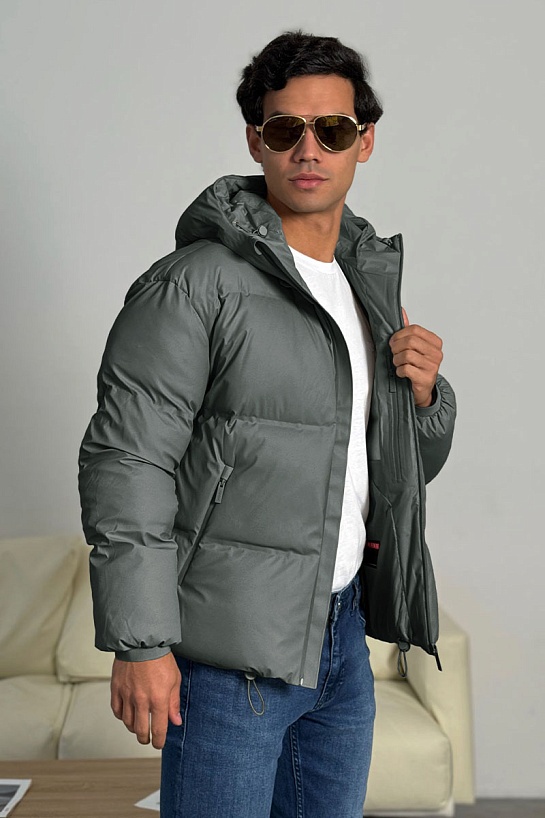 Мужской пуховик Prada Linea Rossa - Grey