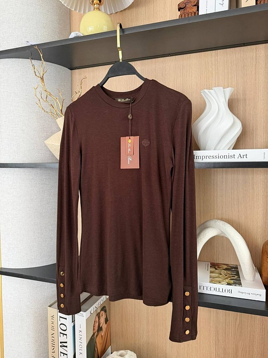 Женский базовый лонгслив Loro Piana Premium - Brown