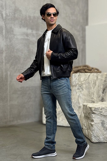 Мужская кожаная куртка Bottega Veneta premium   