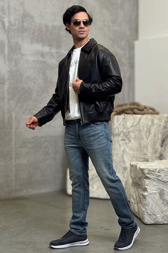 Мужская кожаная куртка Bottega Veneta premium