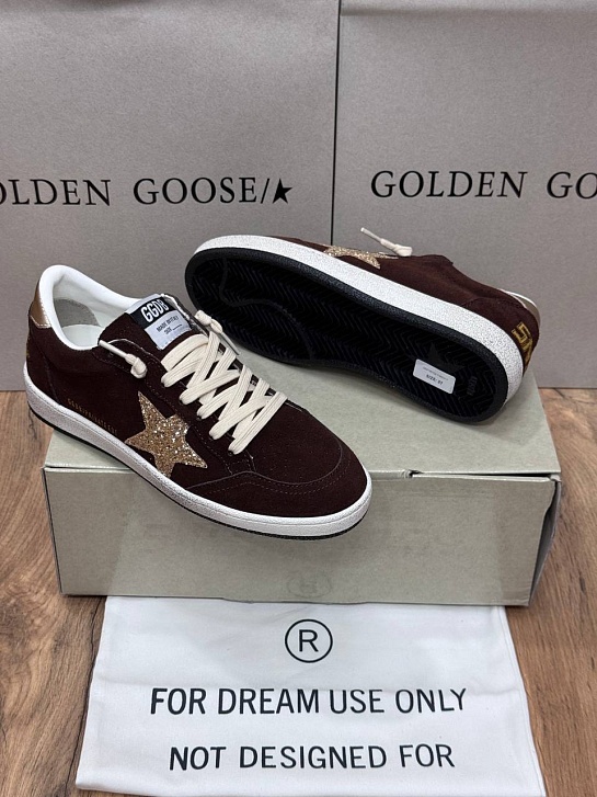 Женские замшевые кроссовки Golden Goose Ball Star premium