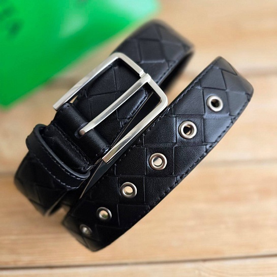 Кожаный чёрный ремень Bottega Veneta - длина 100 / 105 см