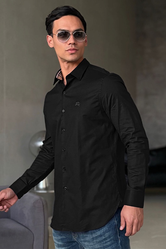 Мужская рубашка Burberry logo-embroidered - Black