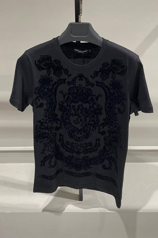 Чёрная футболка Dolce&Gabbana с фактурным принтом