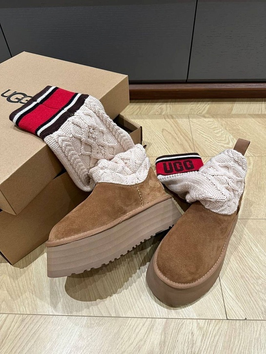 Женские сапоги UGG Classic Sweater Letter - Chestnut