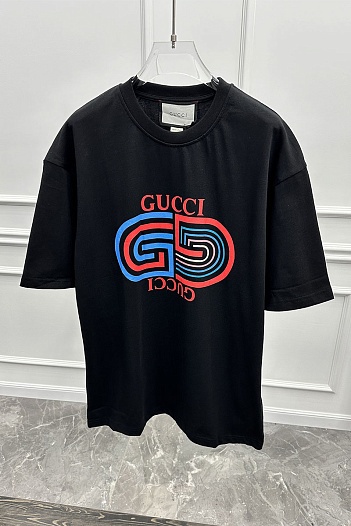 Чёрная оверсайз футболка Gucci GG logo-print   