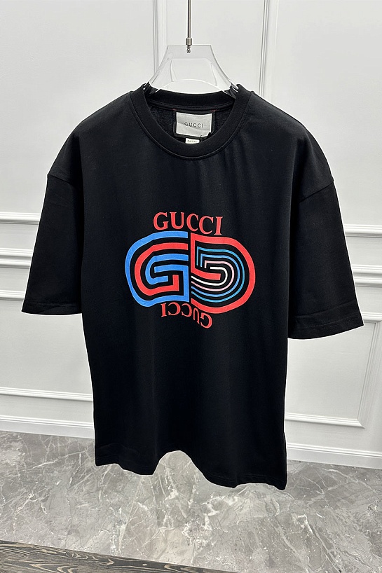 Чёрная оверсайз футболка Gucci GG logo-print