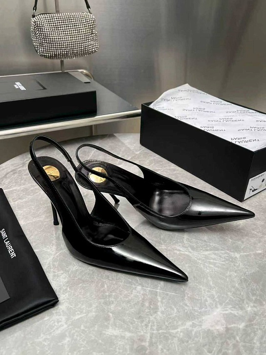 Женские кожаные туфли на каблуке Yves Saint Laurent premium