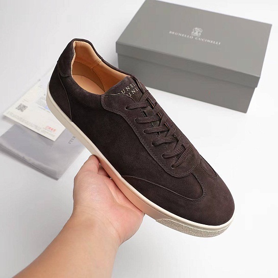 Замшевые кроссовки Brunello Cucinelli logo-print - Brown
