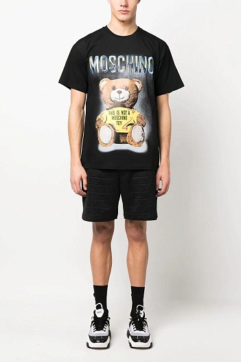 Мужская чёрная футболка Moschino Teddy Bear   