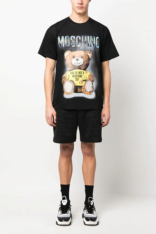 Мужская чёрная футболка Moschino Teddy Bear