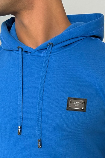 Мужское синее худи Dolce & Gabbana logo-plaque   