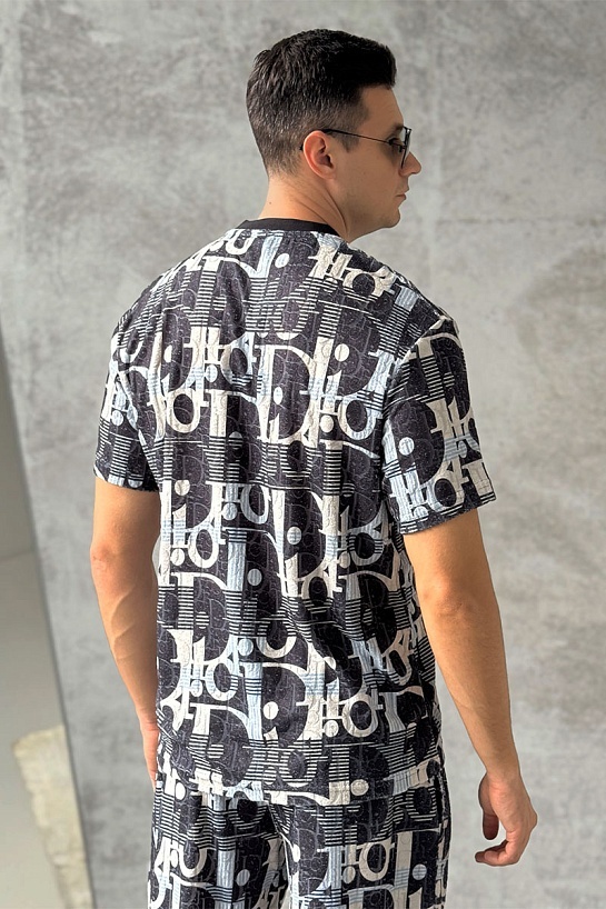 Мужская футболка Dior Oblique - Blue / White