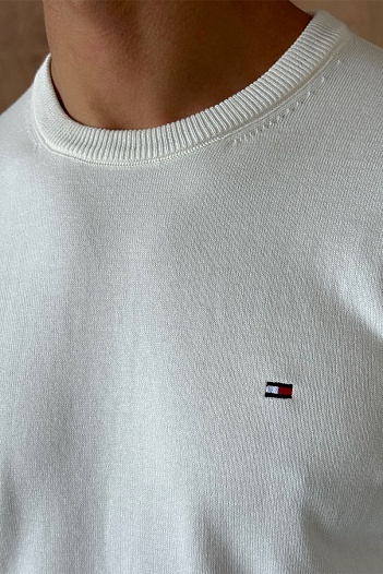 Мужская кофта Tommy Hilfiger белого цвета logo-embroidered   