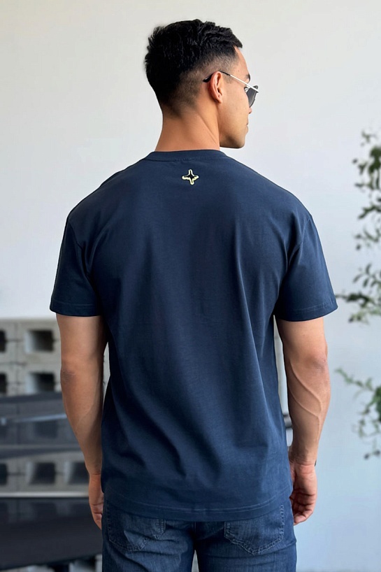 Мужская тёмно-синяя футболка Dior x Lewis Hamilton