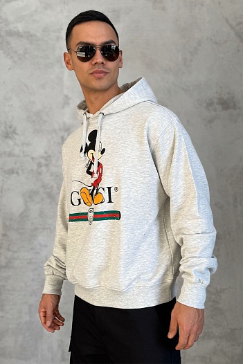 Серое оверсайз худи Gucci Disney "Mickey Mouse"   