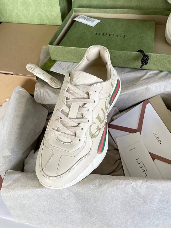 Кожаные кроссовки Gucci GG Rhyton - White