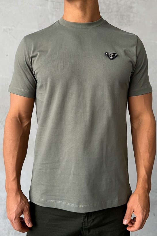 Мужская футболка Prada logo-plaque - Khaki