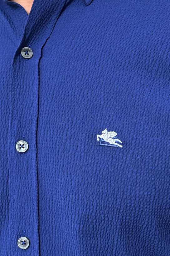 Мужская синяя рубашка Etro Pegasus logo