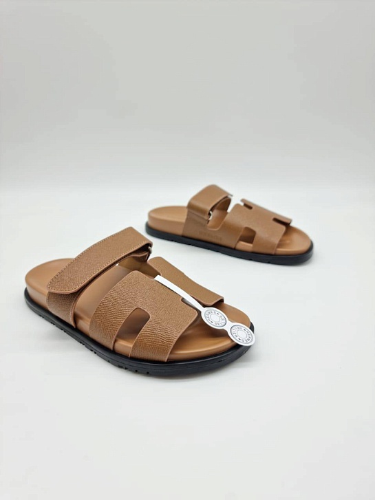 Женские кожаные сандалии Hermes Chypre - Brown