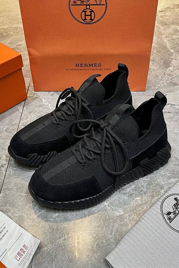 Текстильные кроссовки Hermes lift slip-on - Black   