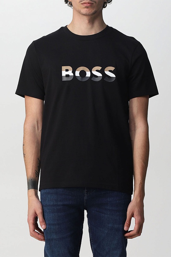 Мужская чёрная футболка Hugo Boss Tiburt 272