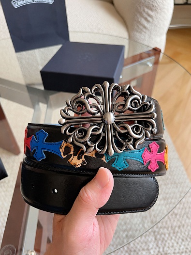 Кожаный ремень Chrome Hearts Cross Patch Cemetery premium   