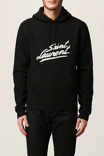 Чёрное худи Saint Laurent Paris logo-print   