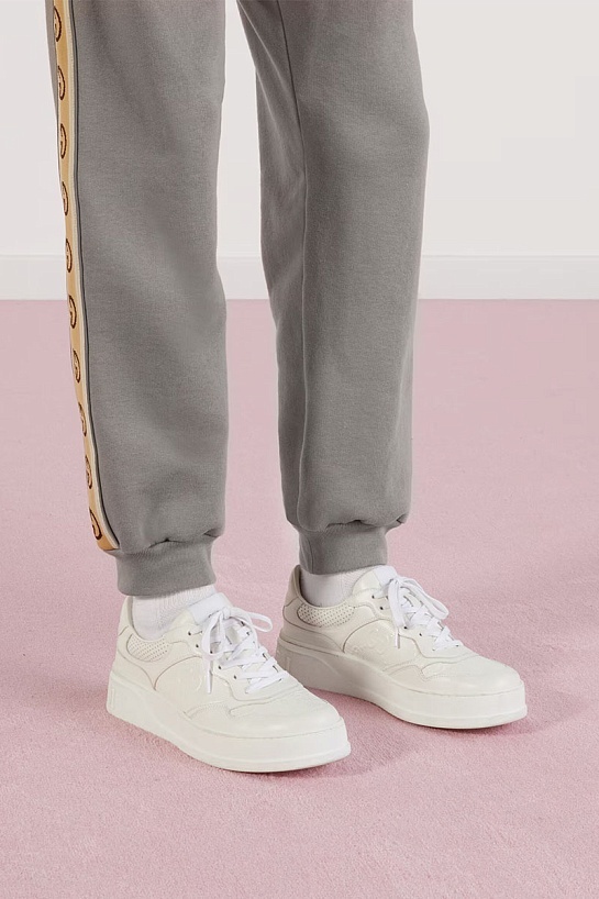 Мужские кожаные кроссовки Gucci - White