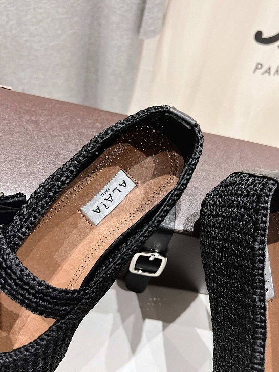Женские плетёные балетки ALaia Premium - Black