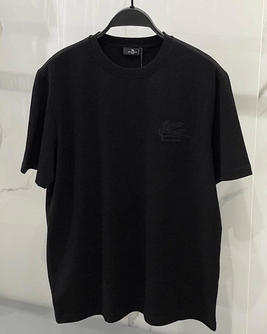 Футболка чёрного цвета Etro Pegaso embroidery