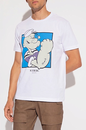 Футболка белого цвета Iceberg Popeye   