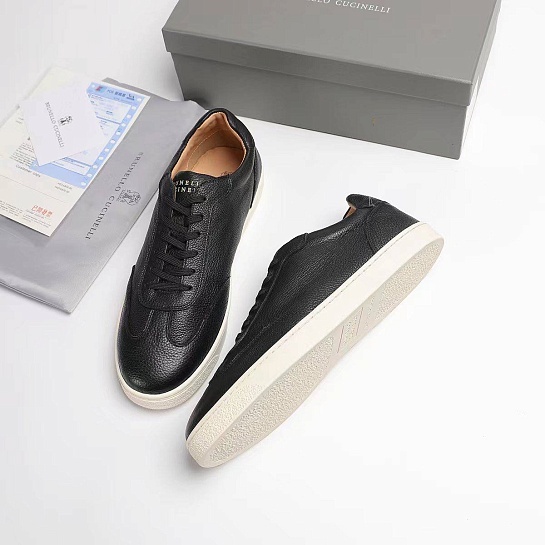 Кожаные кроссовки Brunello Cucinelli logo-print - Black