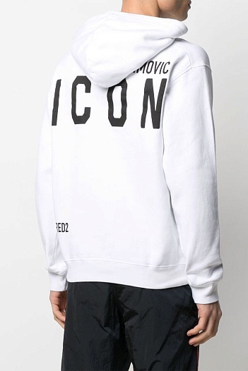 Утеплённое худи на флисе Dsquared2 x Ibrahimovic "ICON" - White   