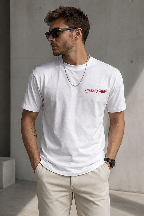 Белая оверсайз футболка Off-White x Kaws