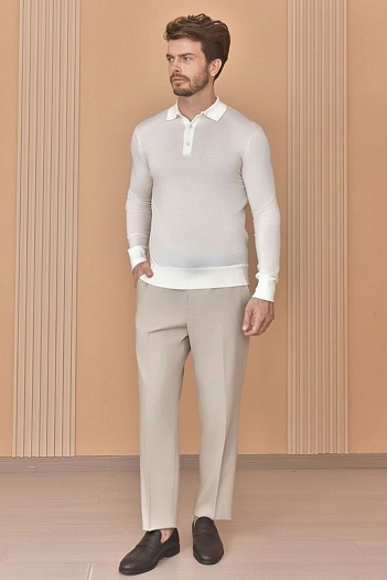 Поло с длинным рукавом Loro Piana Premium - Beige   