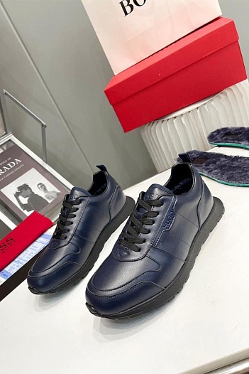 Кожаные кроссовки с мехом Hugo Boss   
