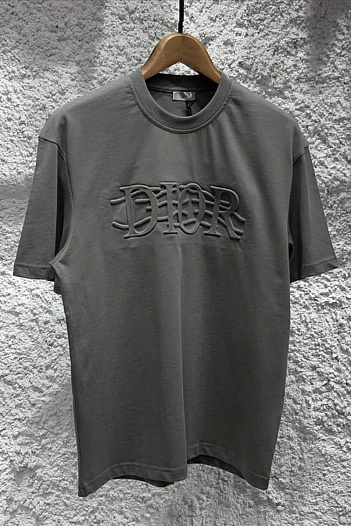 Серая оверсайз футболка Dior logo embossed   