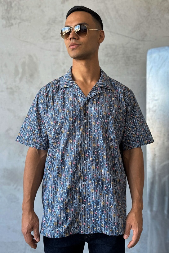 Мужская чёрная рубашка Dolce & Gabbana floral-print